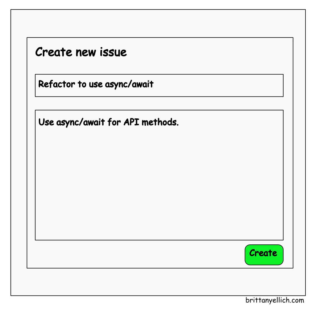 A basic issue without much context called 'Refactor to use async/await'